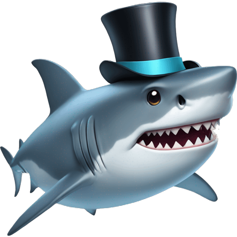 Shark with a top hat emoji