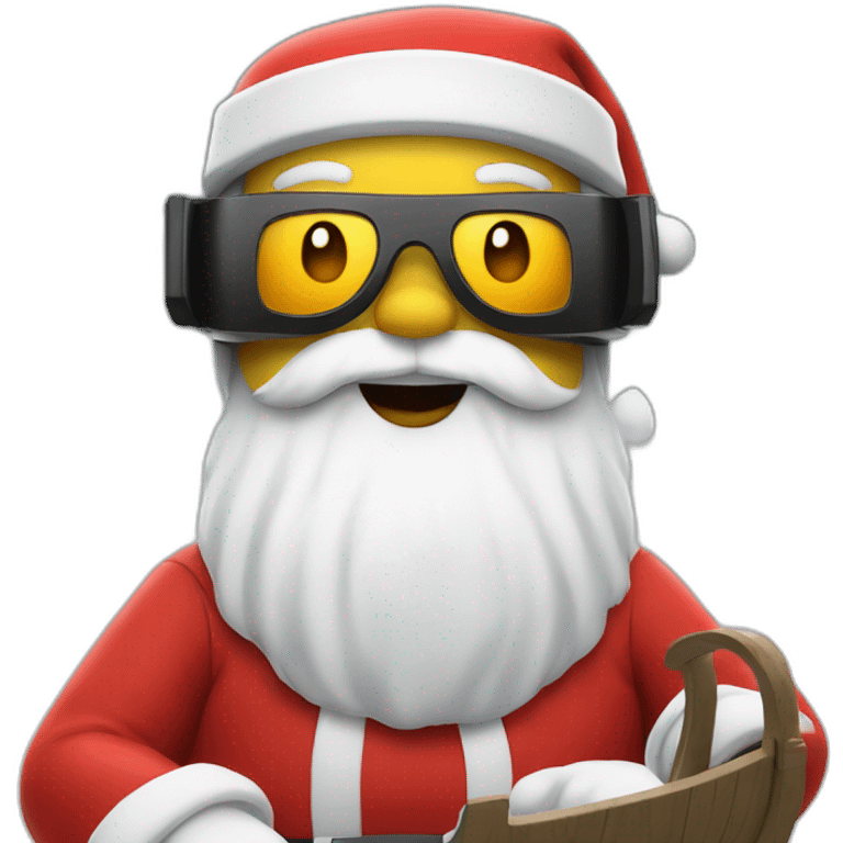 Santa in sleigh in vr headset emoji