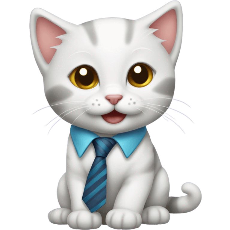 happy kitten wearing a tie emoji