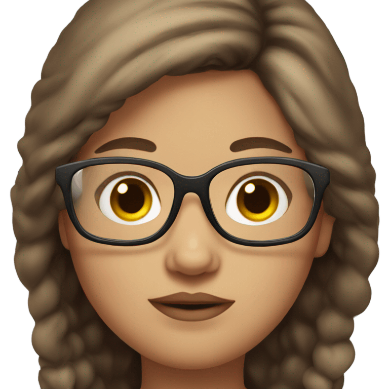 Long brown hair chubby girl with glasses and makeup emoji