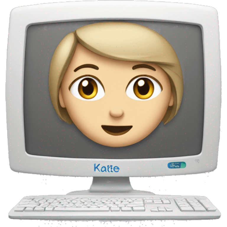 Computer that has a text that is "Kate" emoji