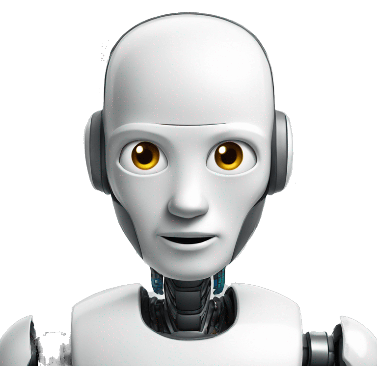 artificial intelligence robot with only white borders head and with side view emoji