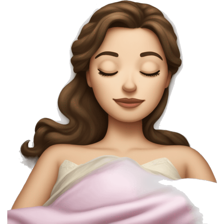 sleeping beauty brunette white girl with a silk pillow emoji