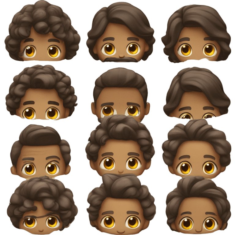 sou menino de cabelo marrom tenho olhos azul e tenho cabelo liso e sou moreno. emoji