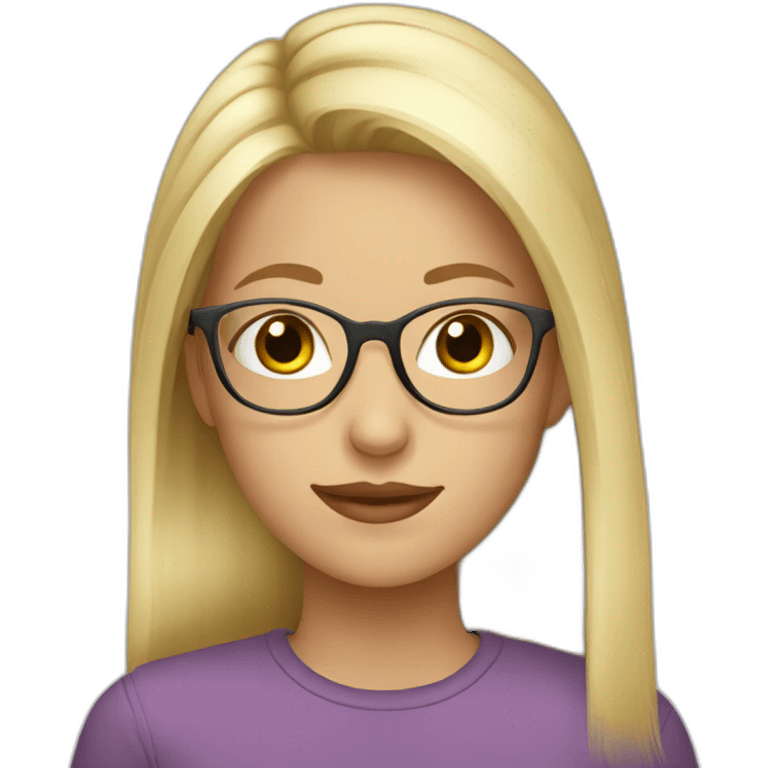 Blond girl with grey eyes in transparent eyeglasses emoji