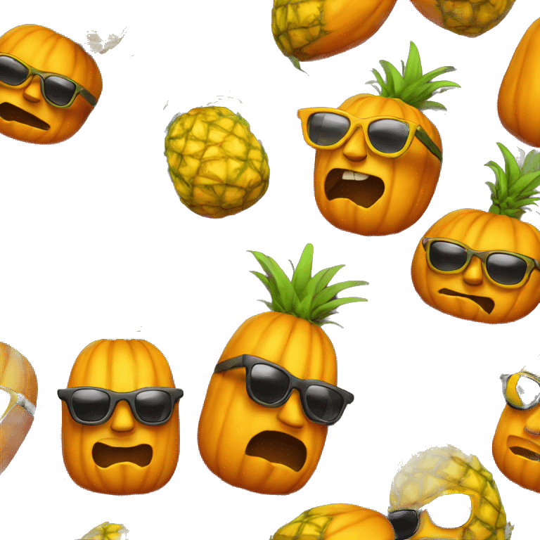 pumpkin wearing pineapple sunglasses emoji