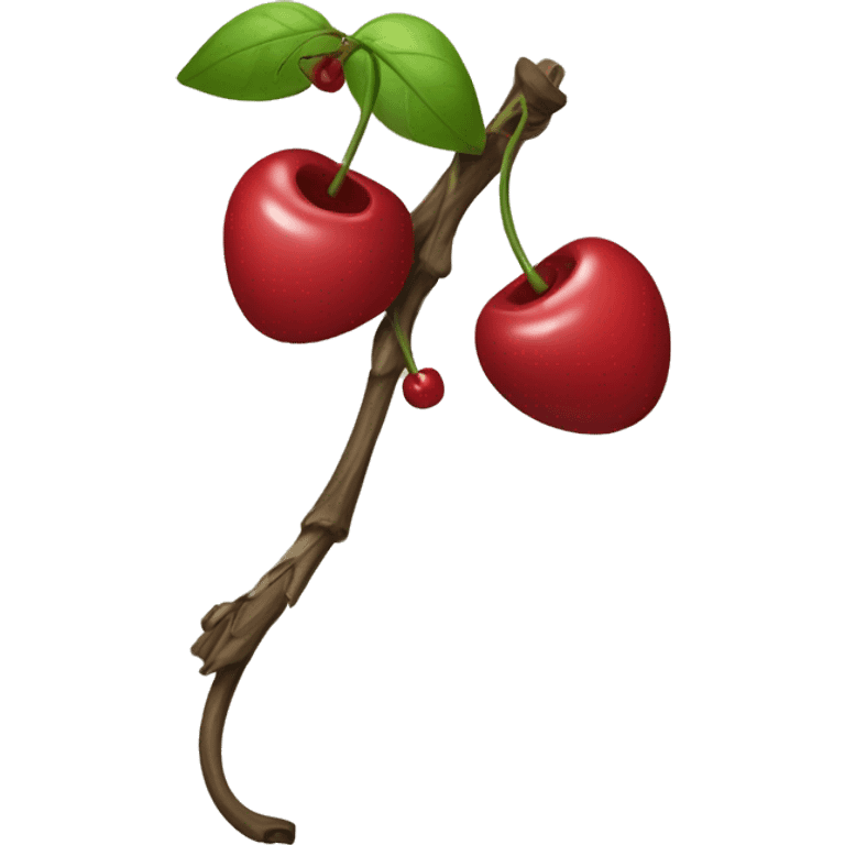 A bow with two short strings hanging down. From its center, two cherry stems with cherries extend downward.  emoji