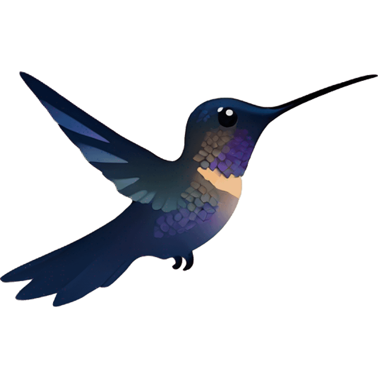 Hummingbird silhouette with fluttering wings against a sunset background  emoji