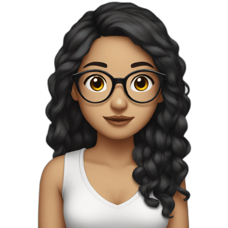 Girl black hair glasses cute emoji