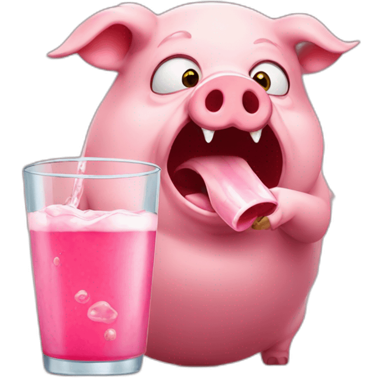 Pig drinking monster emoji