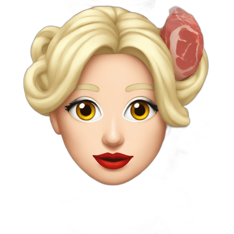 Lady Gaga with meat dress emoji