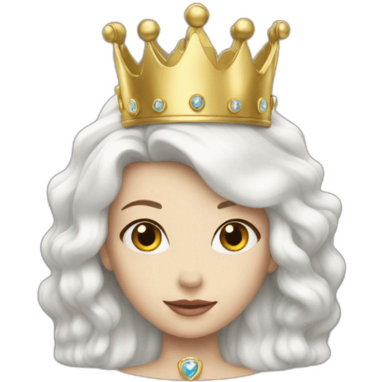 white queen and golden crown emoji