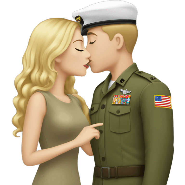 Army white boy with girlfriend kiss emoji