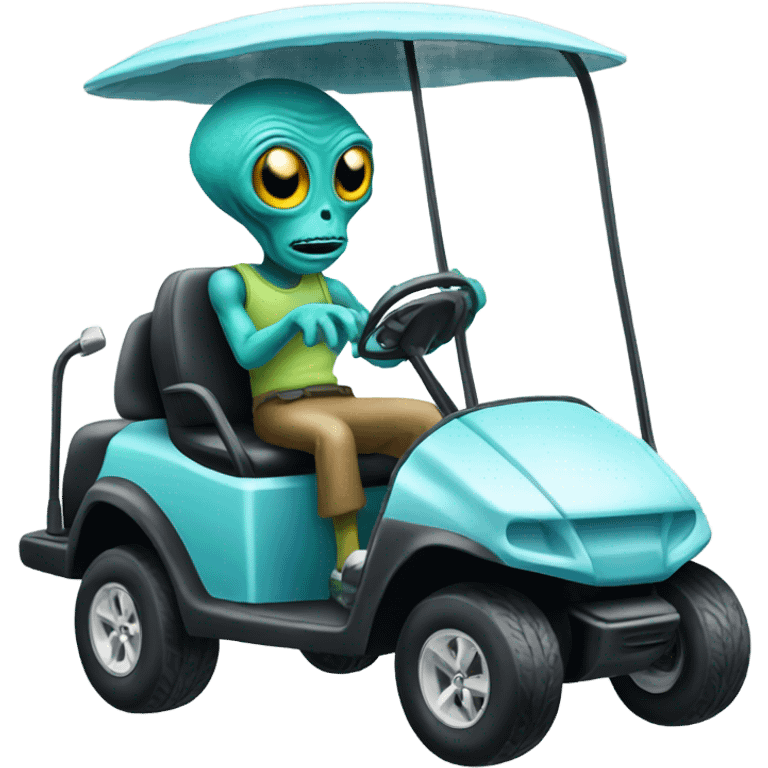 Alien driving a golf cart emoji