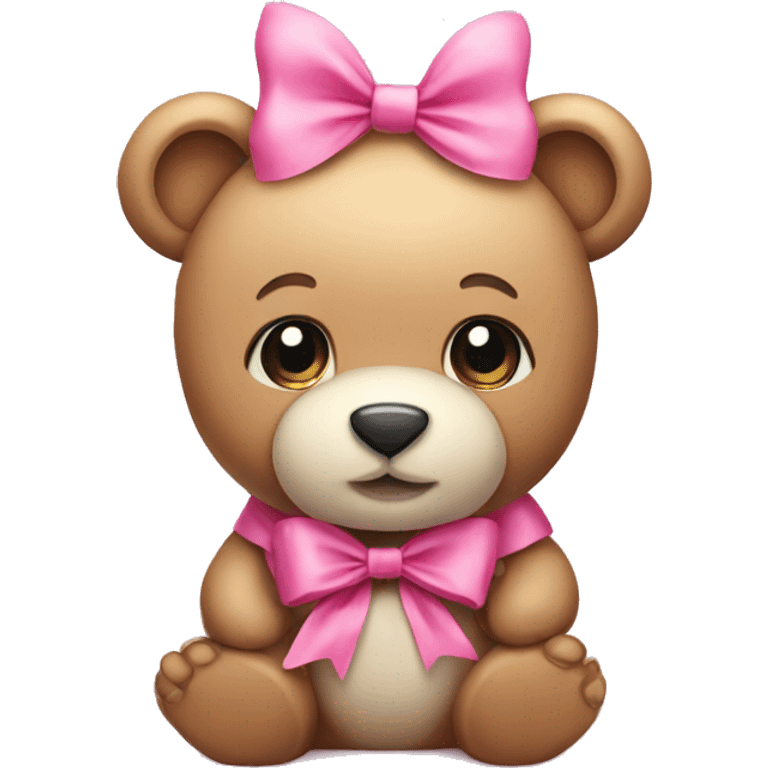 Cute bear with pink bow emoji