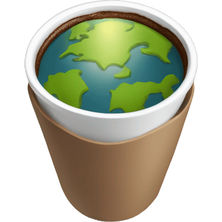 A coffee cup with the Earth inside instead of coffee, symbolizing global conversation and exchange. emoji