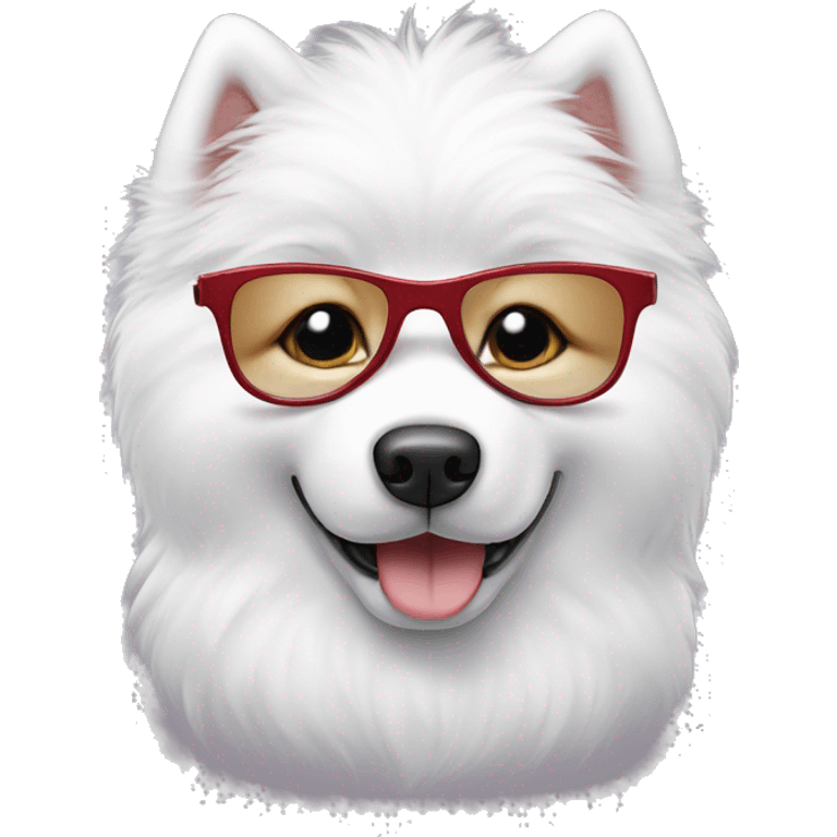 Samoyed puppy wearing glasses  emoji