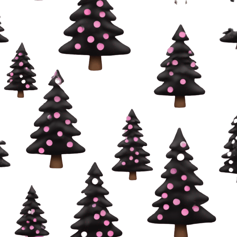 Pink and black Christmas tree emoji