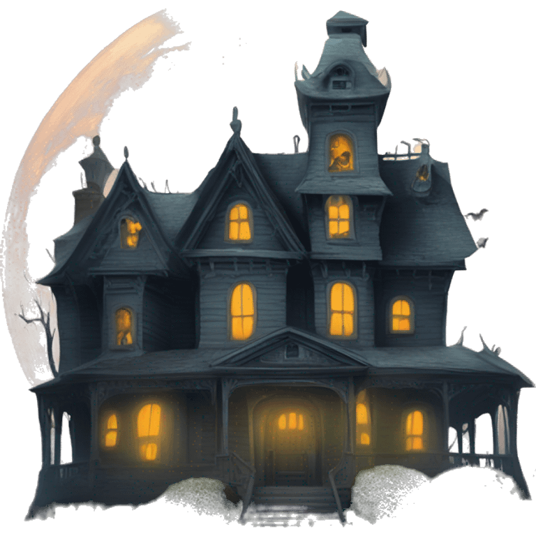 Haunted House Moon in Background emoji