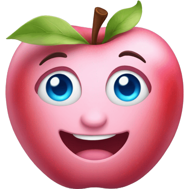 pink apple with blue eyes emoji