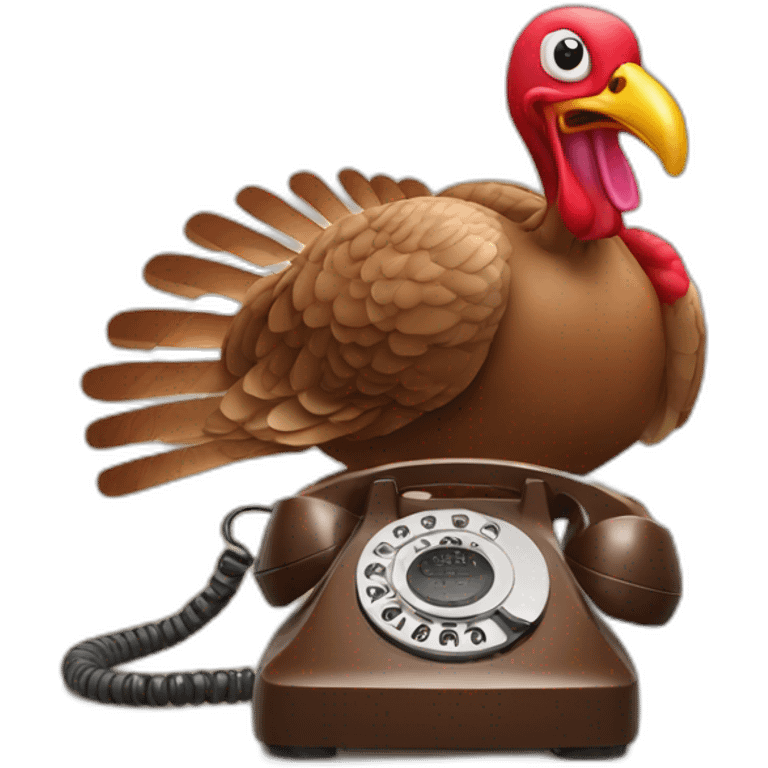 Turkey using a rotary phone emoji