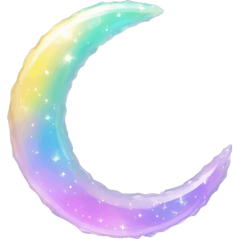 Pastel iridescent rainbow crystal crescent circle emoji