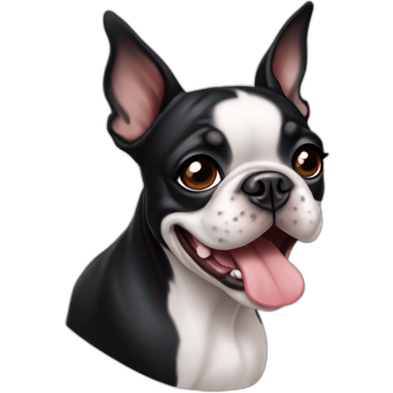 Boston Terrier cute no tongue emoji