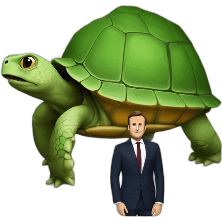 Macron sur une tortue emoji