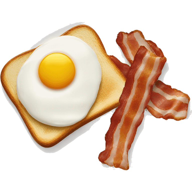 “Two fried eggs, crispy bacon, and buttered toast on a plate.” emoji