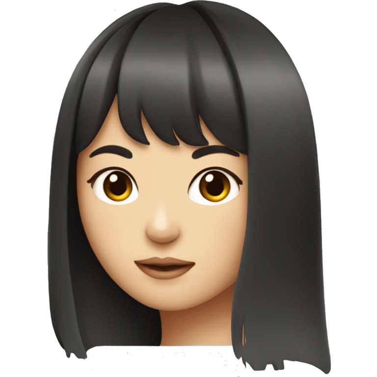 Asian girl with grown out bangs and long hair emoji