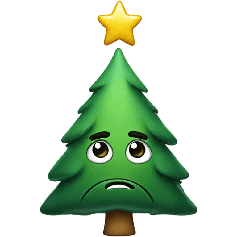 Sad Christmas tree with tears and big sad eyes emoji