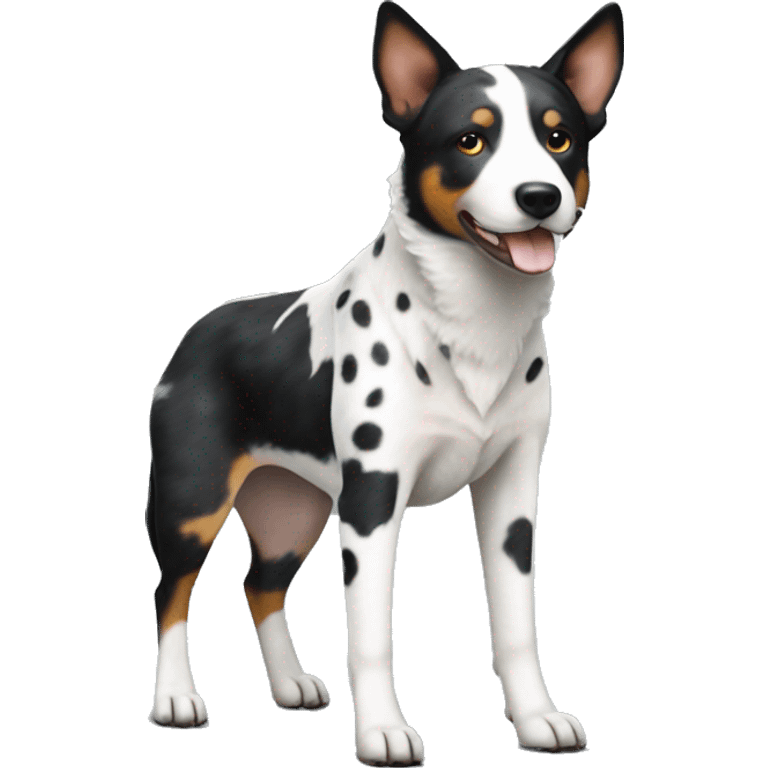 Black and white spotted Australian cattle dog full body emoji