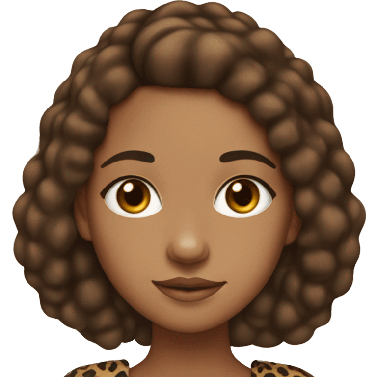 Lightskin black girl with cheetah print bow in her straight chestnut brown hair emoji