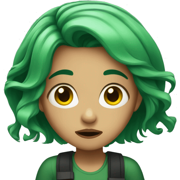  scared girl green hair  emoji