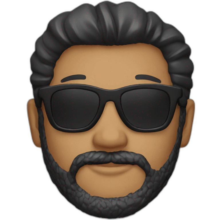 Man with beard sunglasses leather jacket earrings emoji