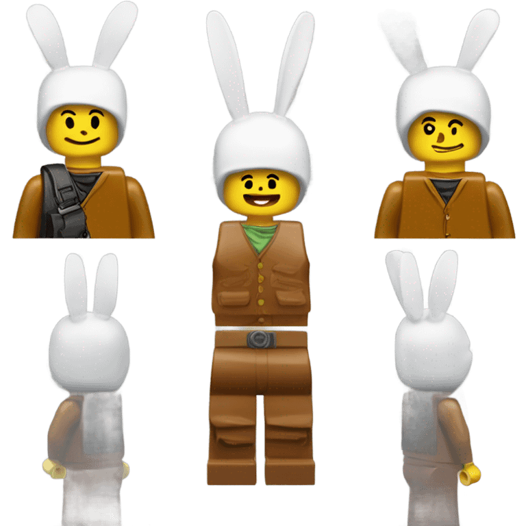 Lego toy whole body with rabbit hat one guy white  emoji