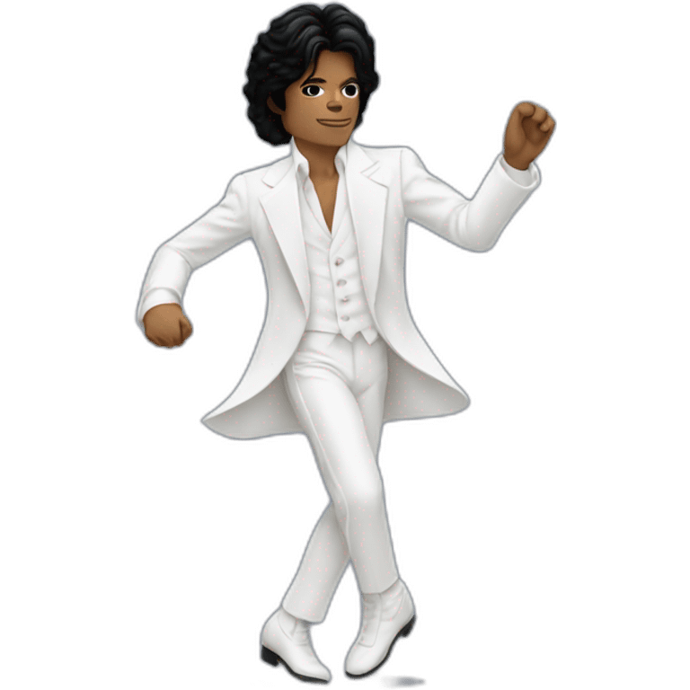 Michael Jackson in his white suit doing the moonwalk emoji