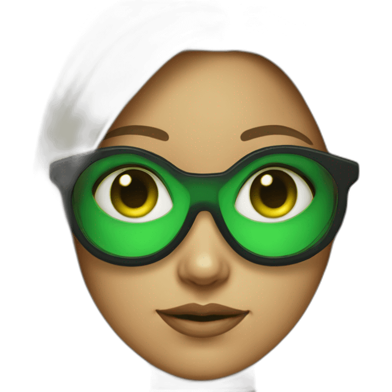 Shaten Girl with green-black alien glasses emoji