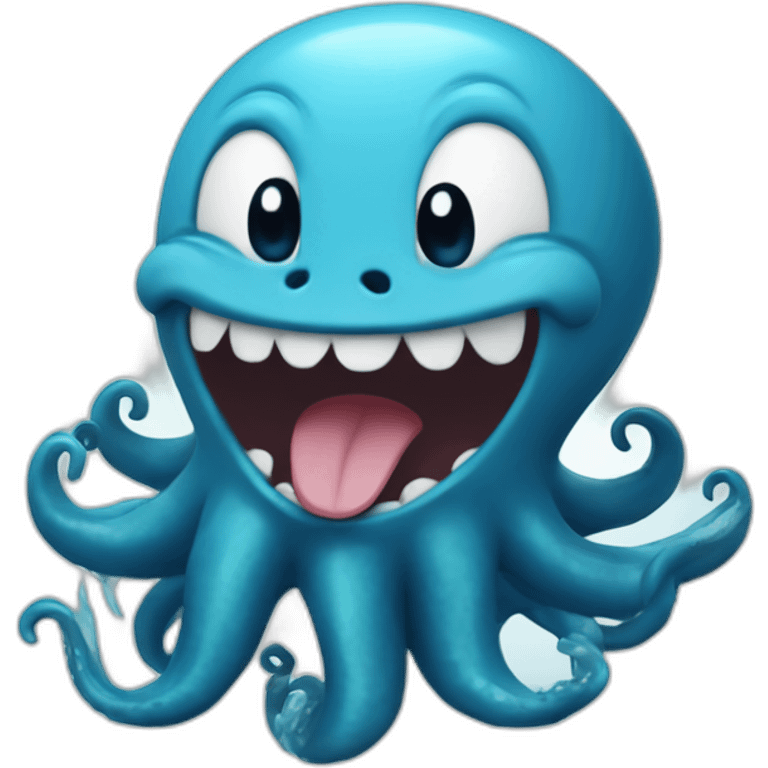 cute blue kraken laughing super sayian emoji