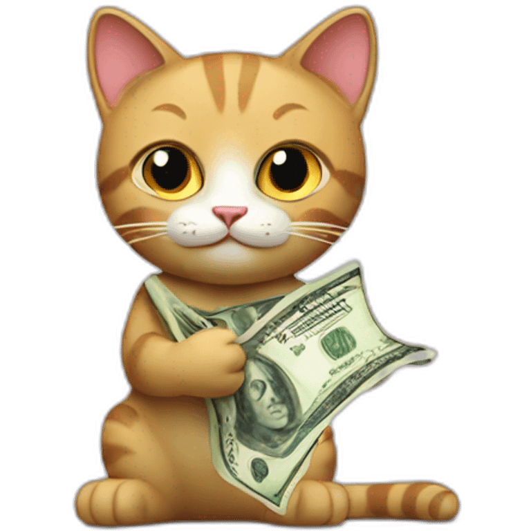 Cat holding money emoji