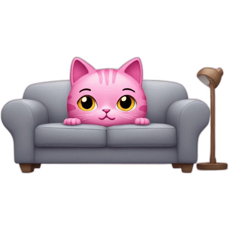 pink cat sits and watches TV emoji