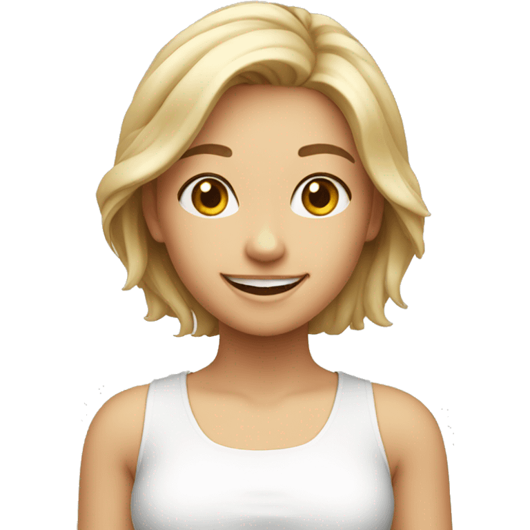 smiling girl white top emoji