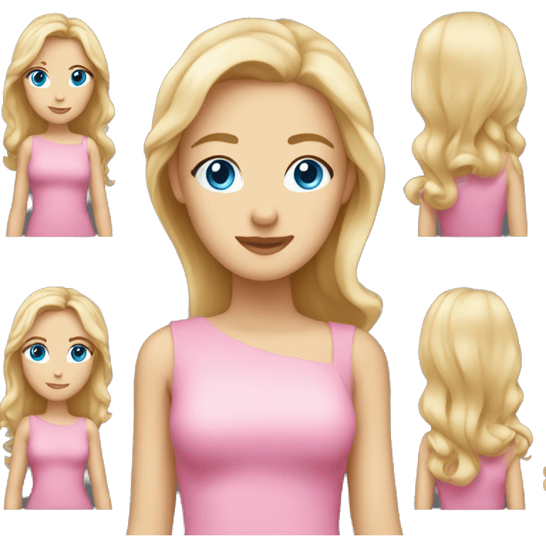 Thin woman with blonde hair and blue eyes wearing a cute pink dress emoji