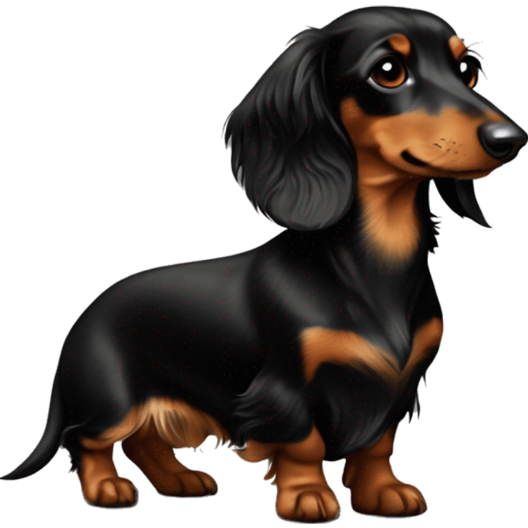 longhaired dachshund black tan emoji