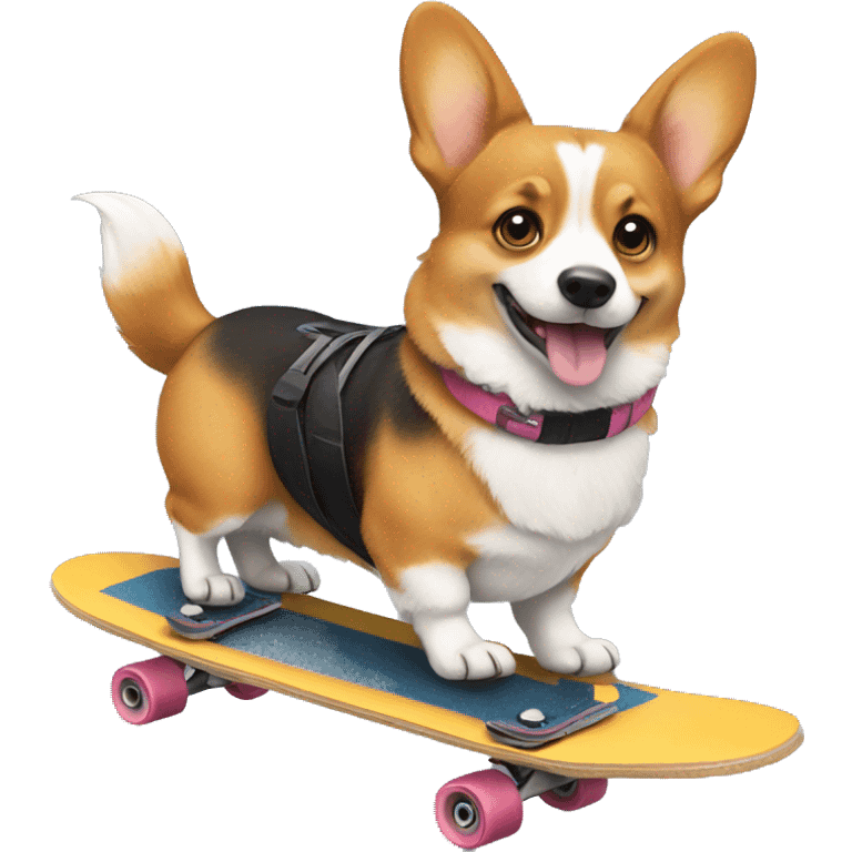 A corgi riding on a skateboard emoji