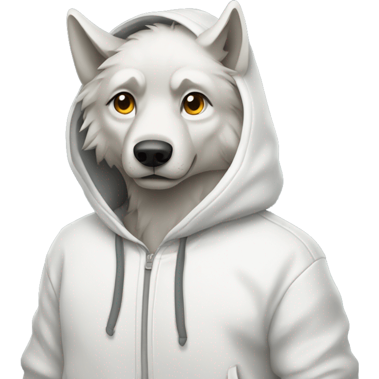 Wolf wearing white hoodie emoji