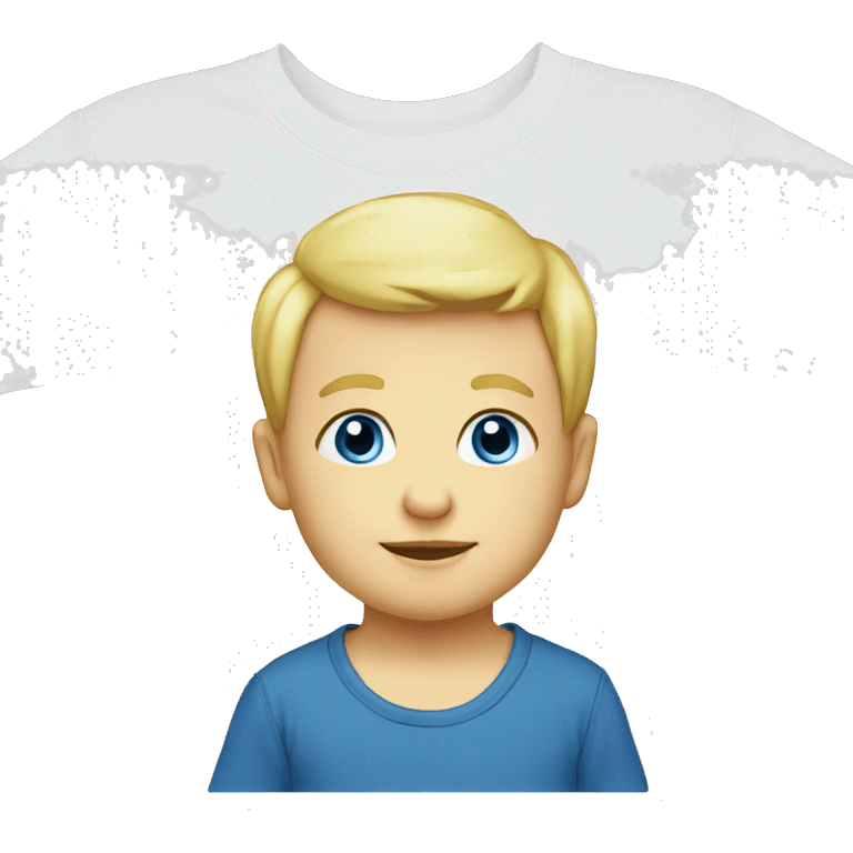 Boy blonde toddler full body blue eyes t shirt emoji