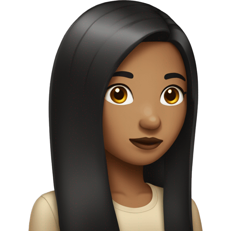 Caramel girl with black straight hair emoji