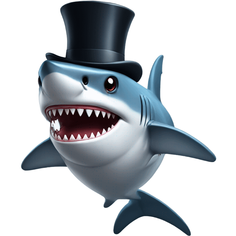 Shark with a top hat emoji