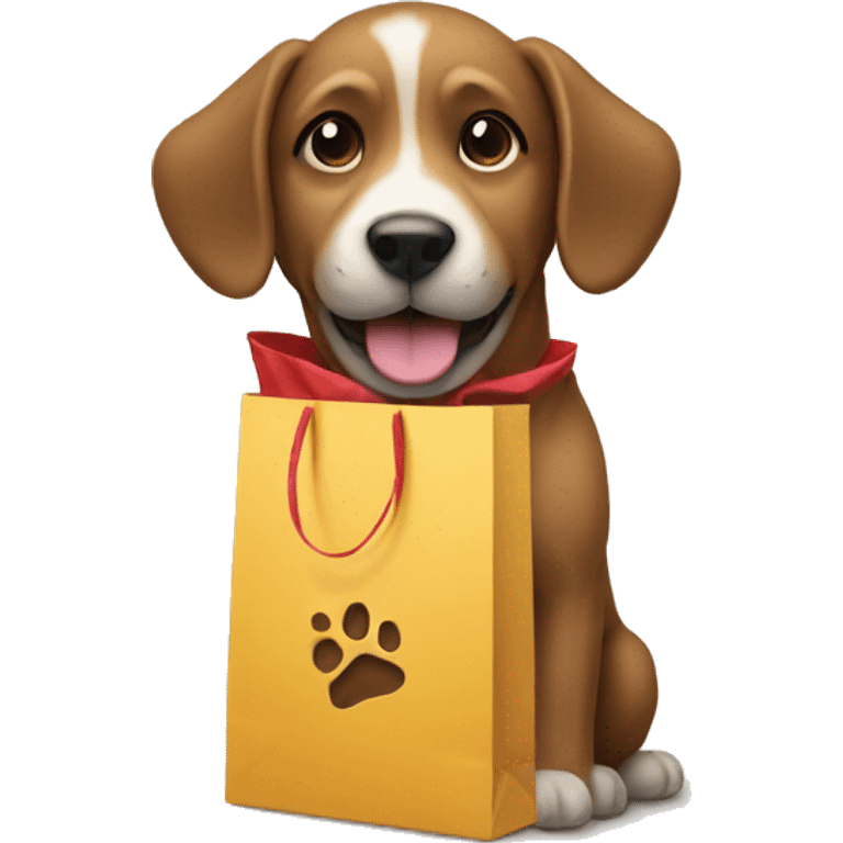 gift bag with dog emoji